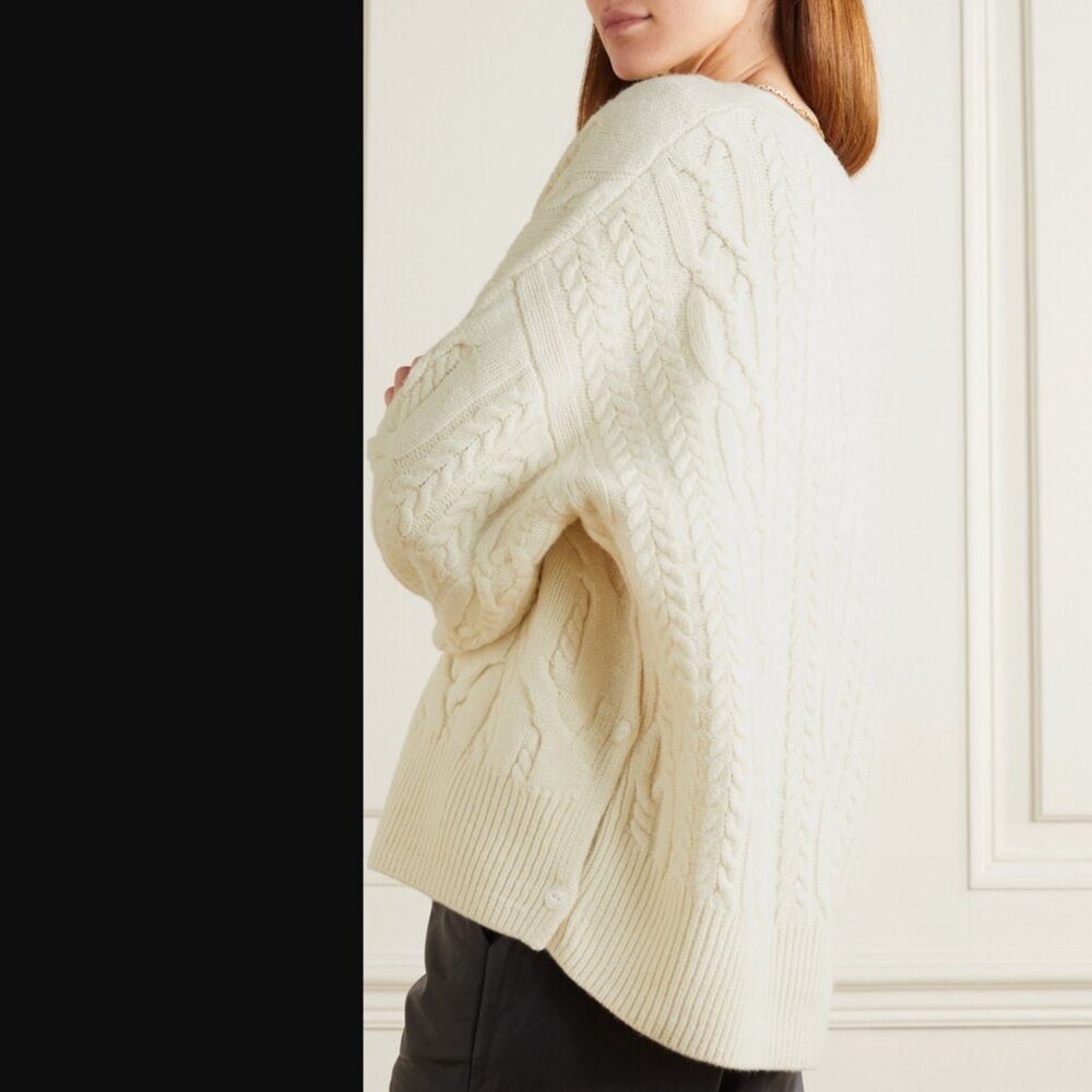 Rag & Bone Nora Oversized Cable-knit Merino Wool Cardigan - Picture 3 of 8